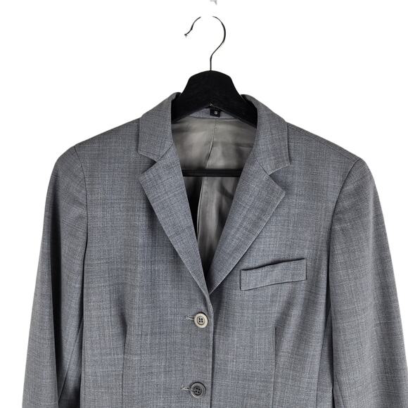 Theory Wool Three Button Blazer Gray Lined Sealed Pockets Size S - Picture 2 of 6